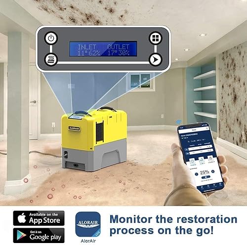 Miniatura 2 de ALORAIR 180PPD LGR Deshumidificador comercial con bomba, controles de aplicación Wi-Fi Industrial Dehu, capacidad de hasta 85 PPD en AHAM, 5 años de