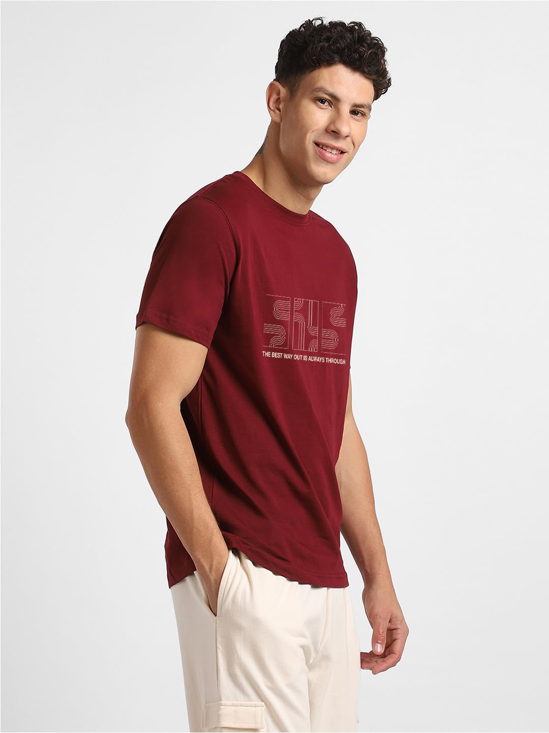 NOBERO Camiseta de algodón para hombre, ajuste normal, estampado gráfico