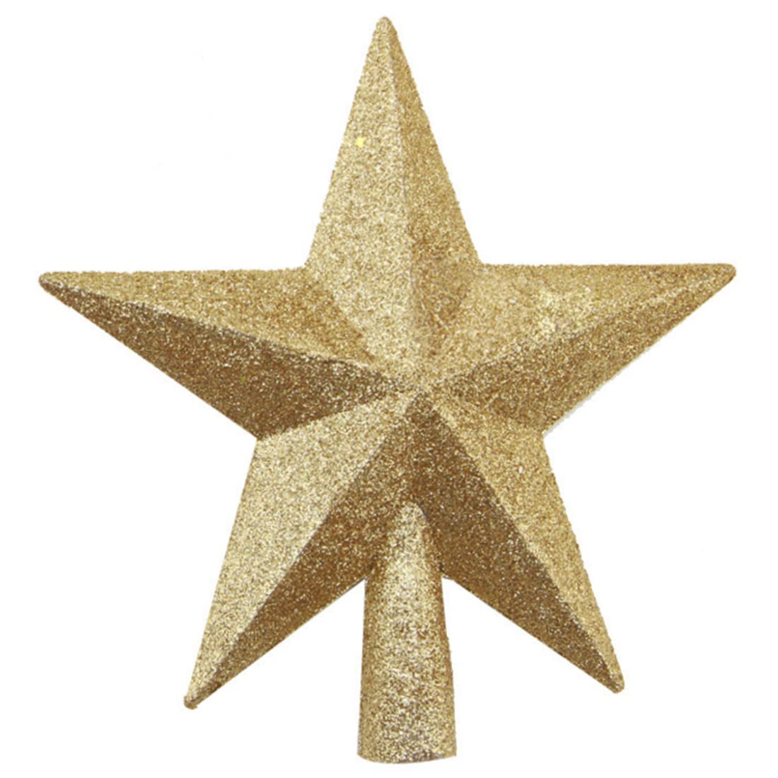 Estrella de Navidad con purpurina dorada de 20cm y estructura ligera de PVC que no pesa en la copa