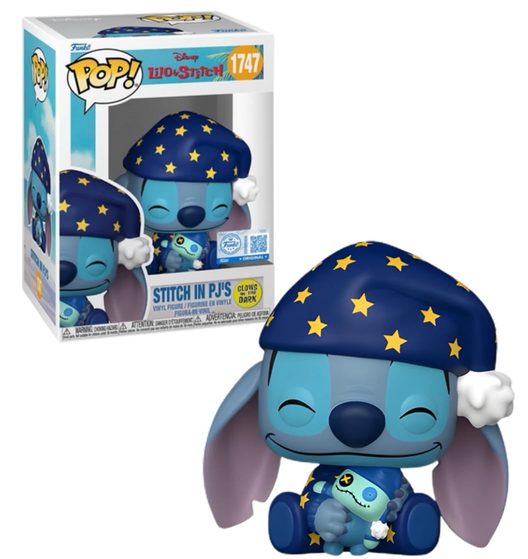 Funko Pop! Disney | Lilo & Stitch Stitch en Pijama Nº1747 | Special Edition Glow in The Dark | Figura de Vinilo Coleccionable | Edición Especial GITD | FS