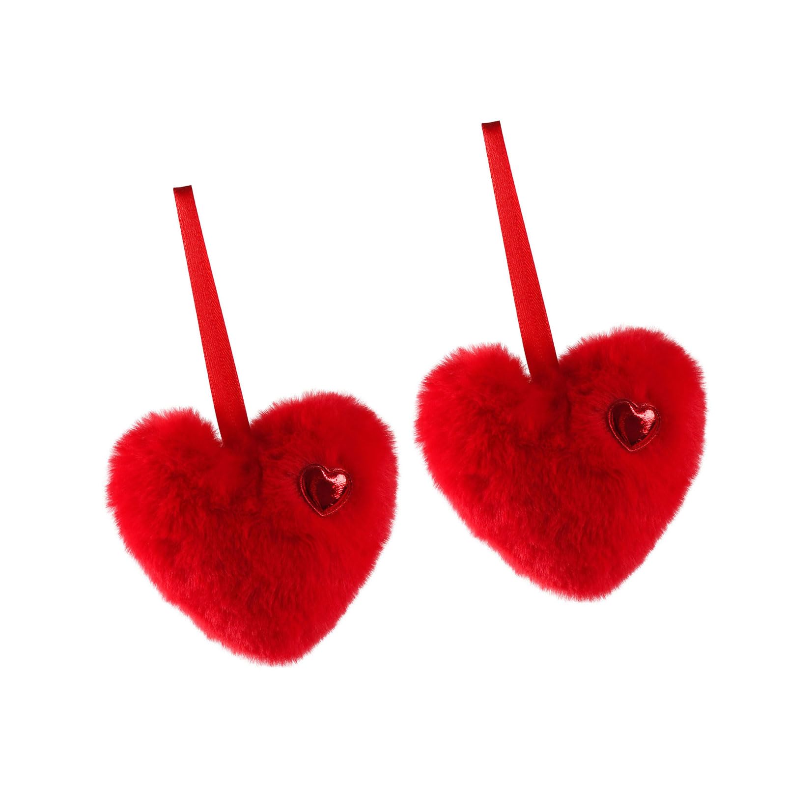 LUCKGONI 2Pcs Soft Plush Heart Shaped Ball Ornament Valentine's Day Decoration For Christmas Tree Wall Festival Decoration