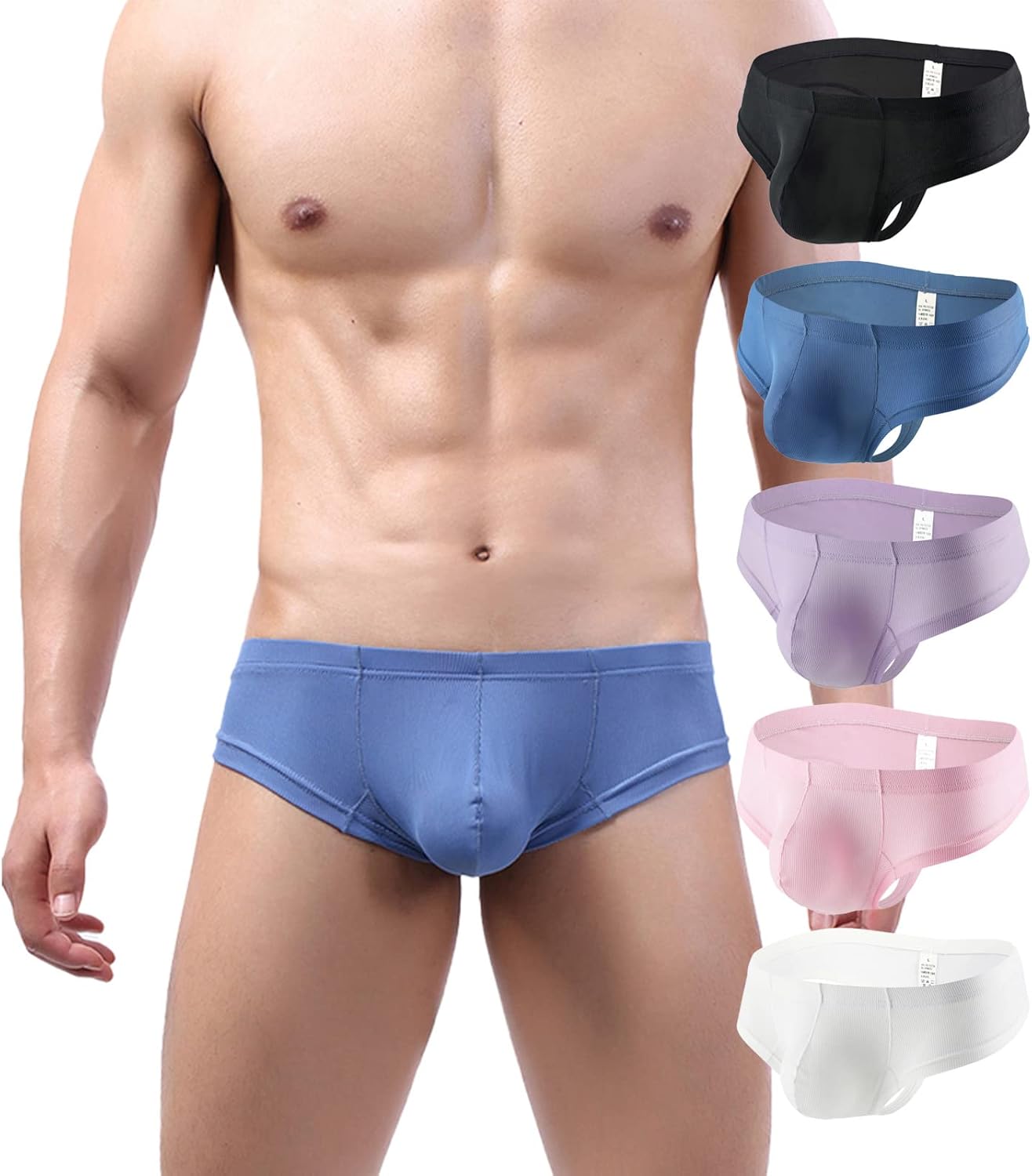 Faringoto Men's Ice Silk Thread Underpants T Pants, Solid Color, Breathable G-string Pants - Image 2