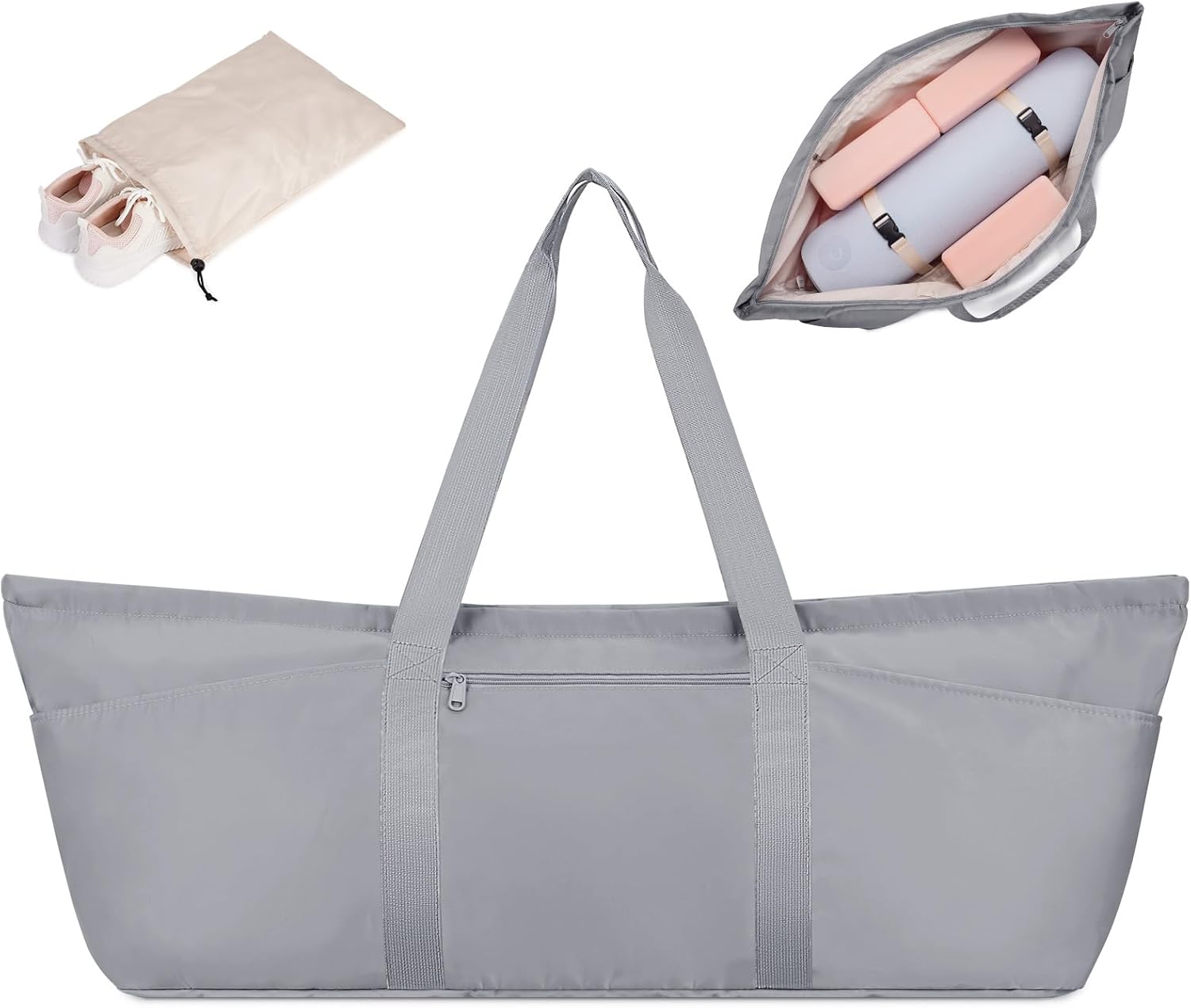 Large Yoga Mat Bag with Shoes Compartment and Wet Pocket Ladies Pilates Gym Tote Bag with Yoga Mat Holder Strap for Women Men Workout Carrier Stuff Accessories