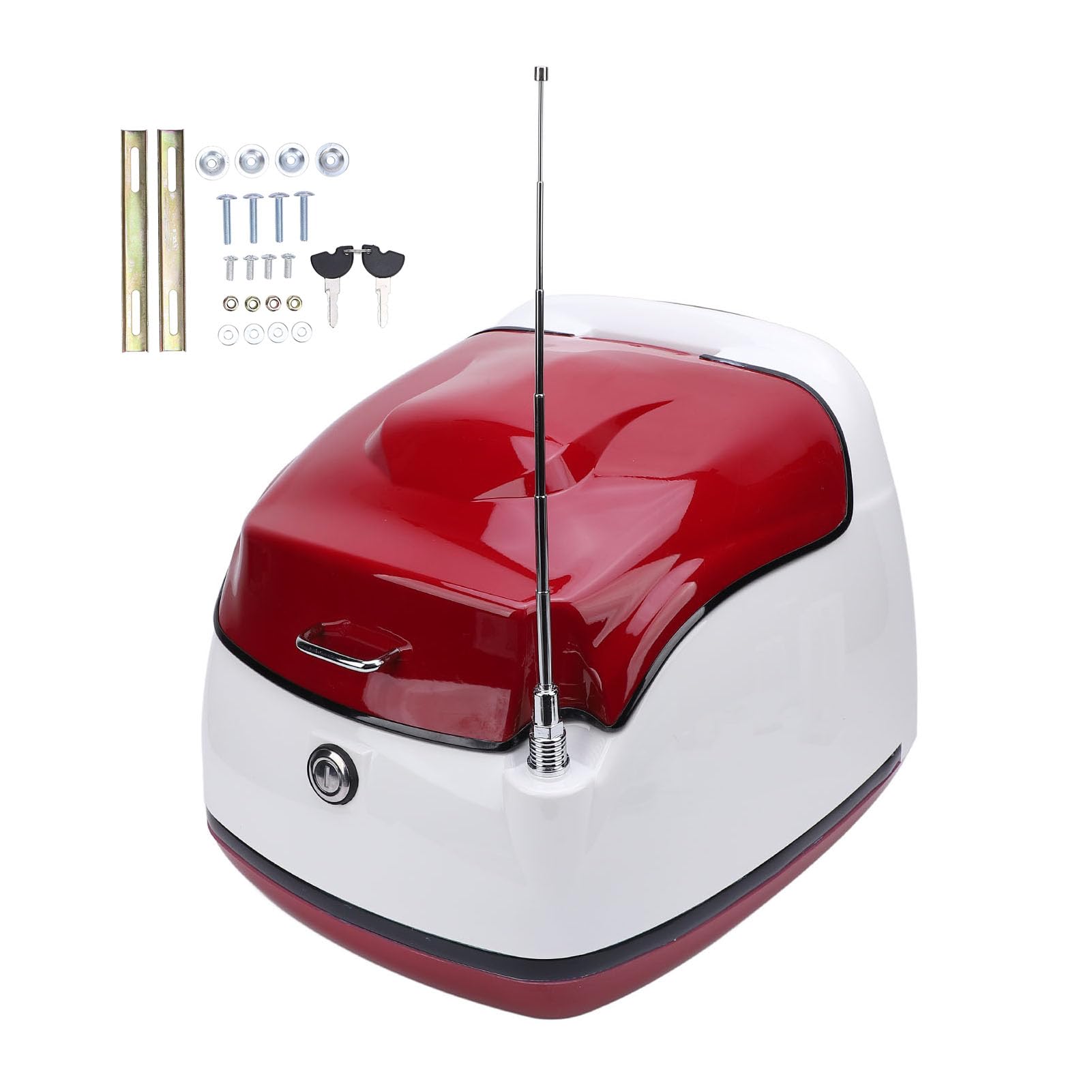 Naroote Coffre de Moto, Coffre de Moto avec Une capacité de 38 litres, Style Vintage avec Serrure clé pour Les Scooters électriques (Rouge foncé)