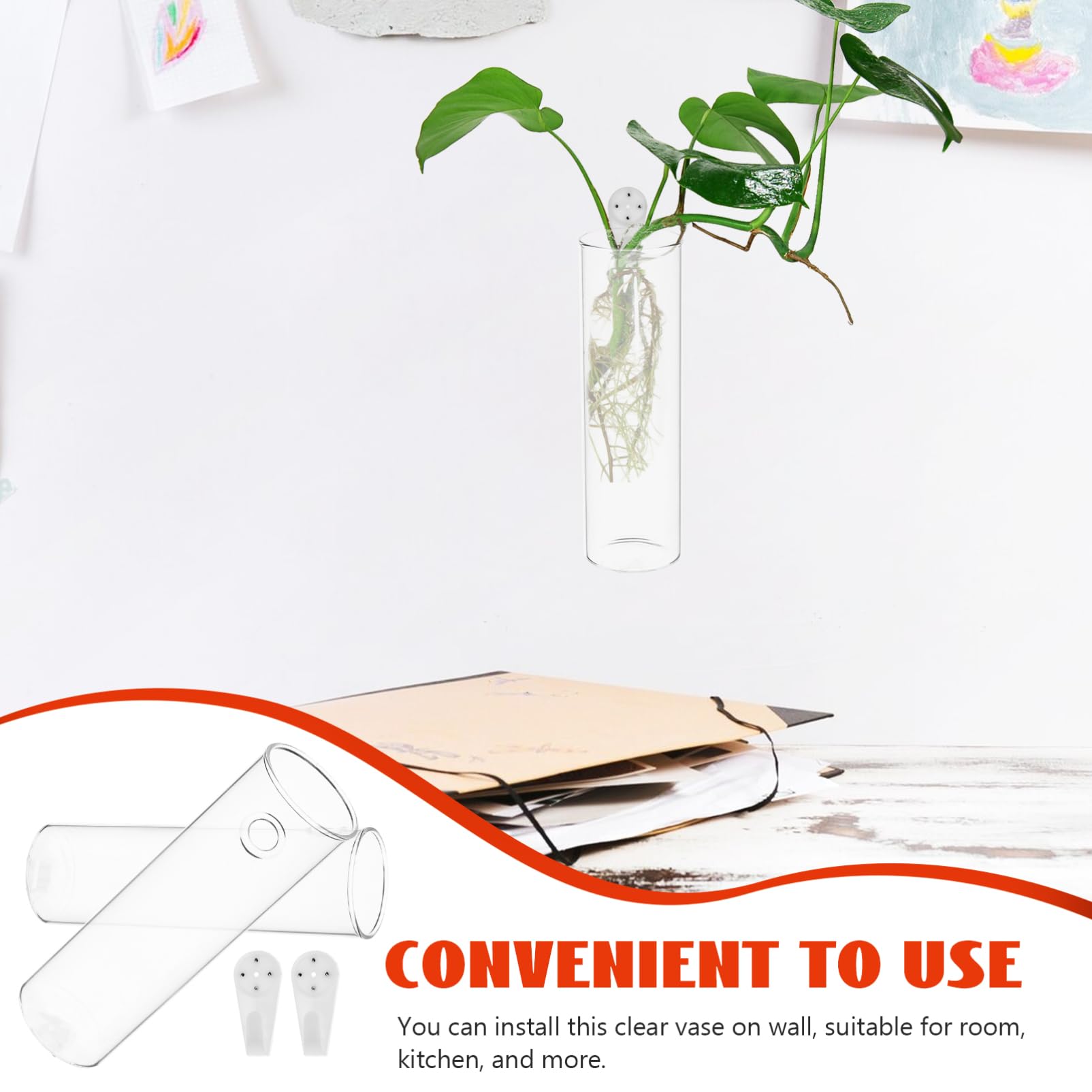 BESPORTBLE 5 Ensembles Vase Mural Propager des Vases pour Plantes Cintre Jardinières De Multiplication Murale Corbeille Jardinière Murale Suspendue Un Verre Transparent 2 Pièces * 5