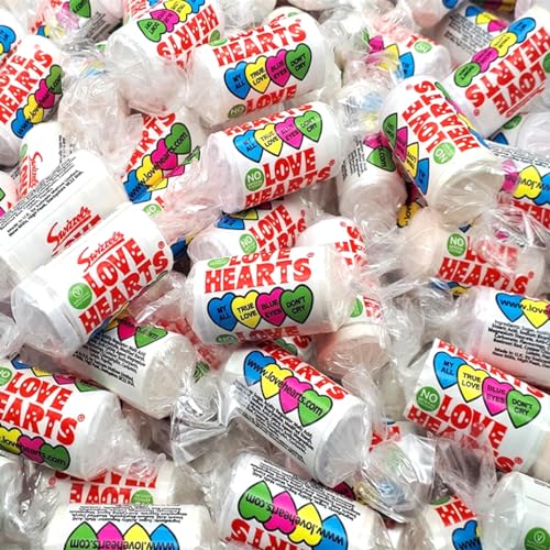 Love Heart Sweets Mini Rolls x 50 Love Heart Sweets 50 Pack Bulk Bag Assorted Pick and Mix for Parties Gifts and Sharing.