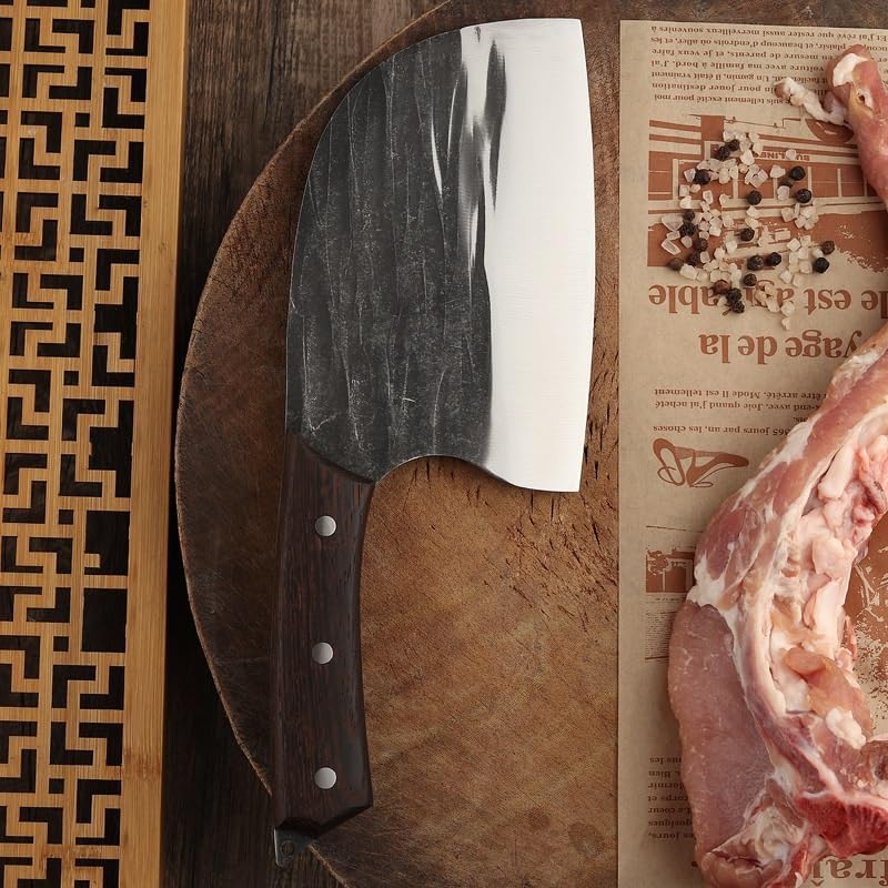 Meat Cleaver,Cleaver Knife Handmade Forged Chinese Cleaver Chef Knife Clad Steel Vegetables Meat Slicing Tools Professional Kitchen Cooking Tools (Color : Only Knife), LAMAJIGA5844