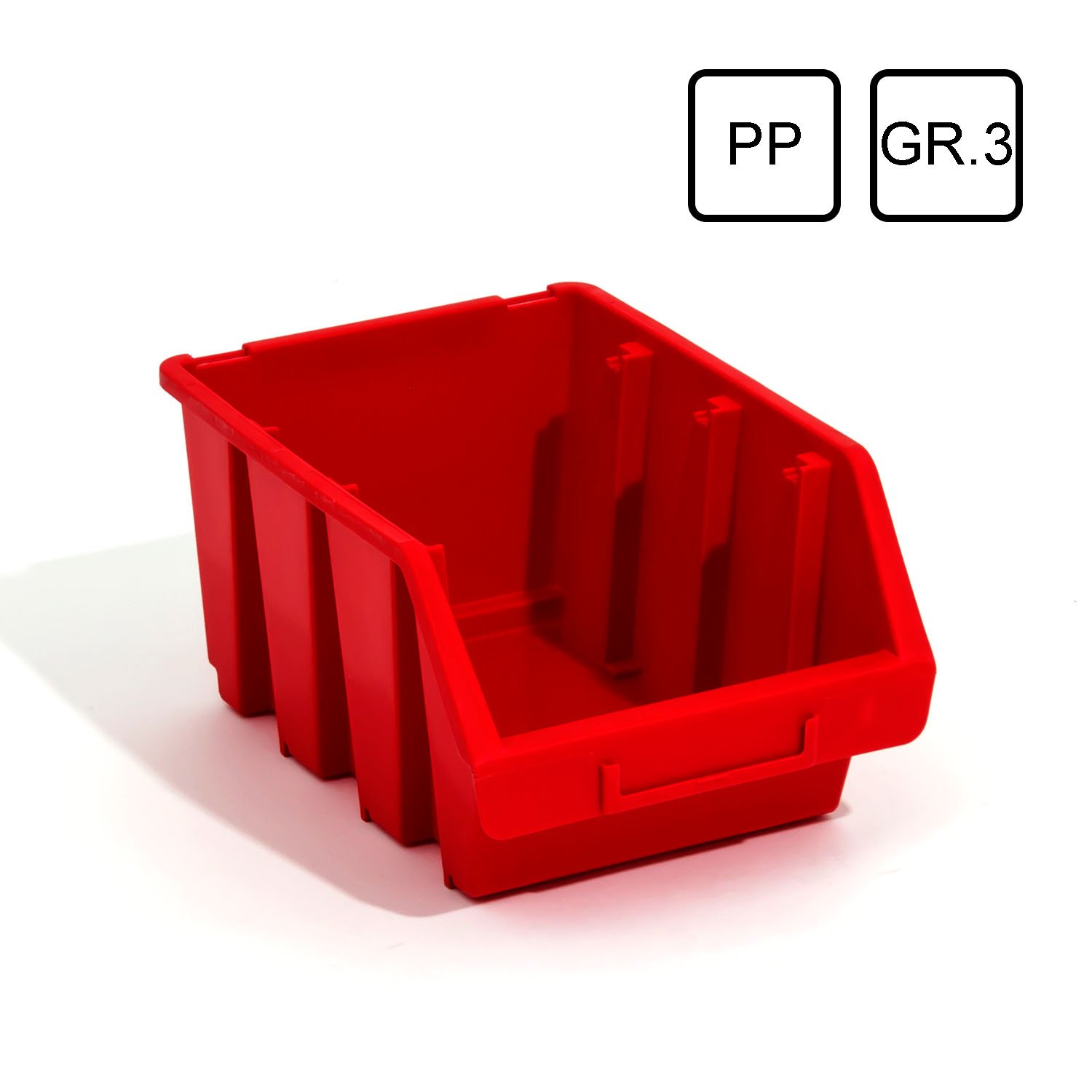 Set 100 box contenitori di stoccaggio sovrapponibile Ergobox 24 x 17 x 12,6 cm, misura 3 colore: rosso