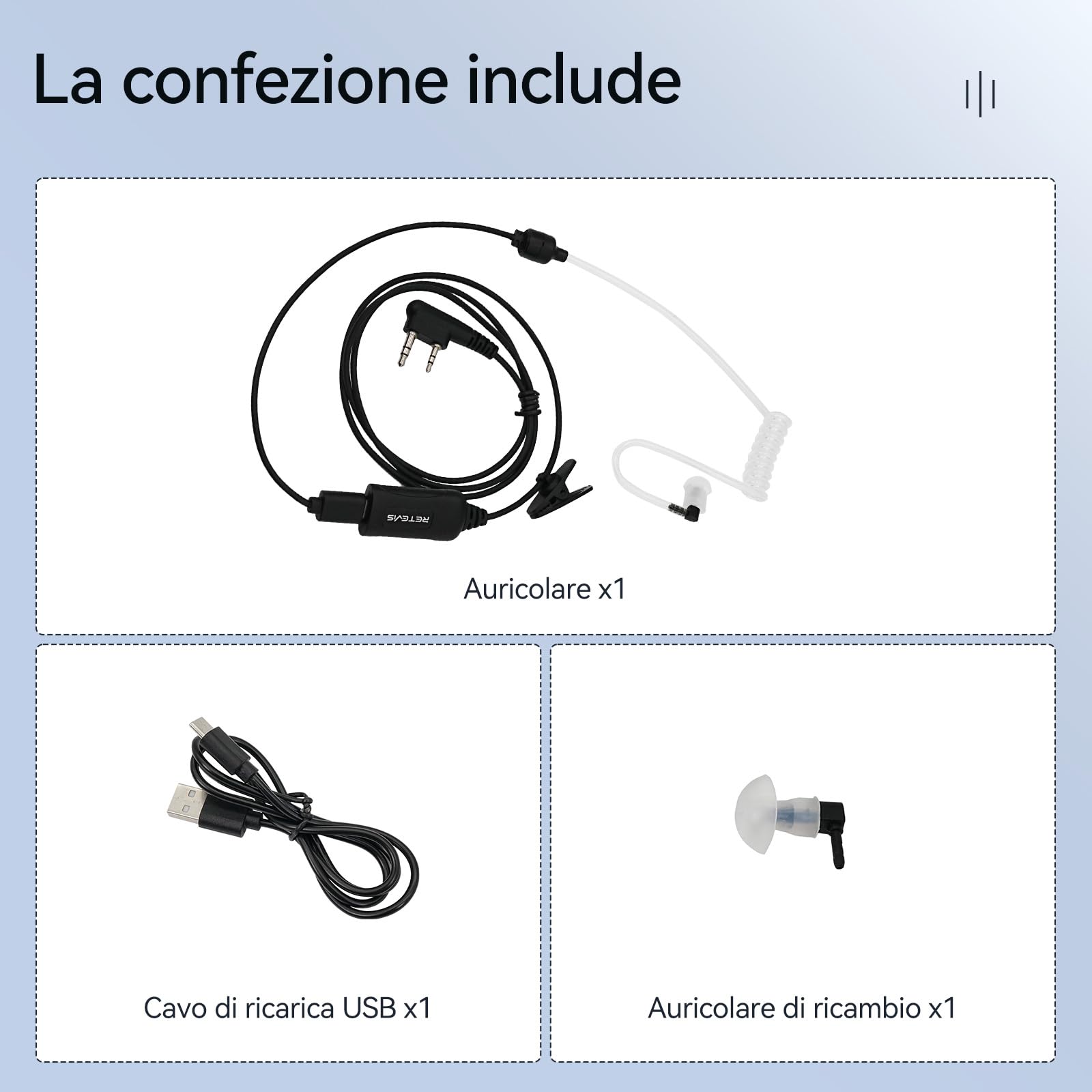 Retevis Cancellazione Attiva Del Rumore Walkie Talkie Auricolare, 2 Pin Cuffie Radio con PTT, Auricolari Walkie Talkie Compatibile con Kenwood Radio Bidirezionale RT24 RT668 RT27 RT622 (1pcs)