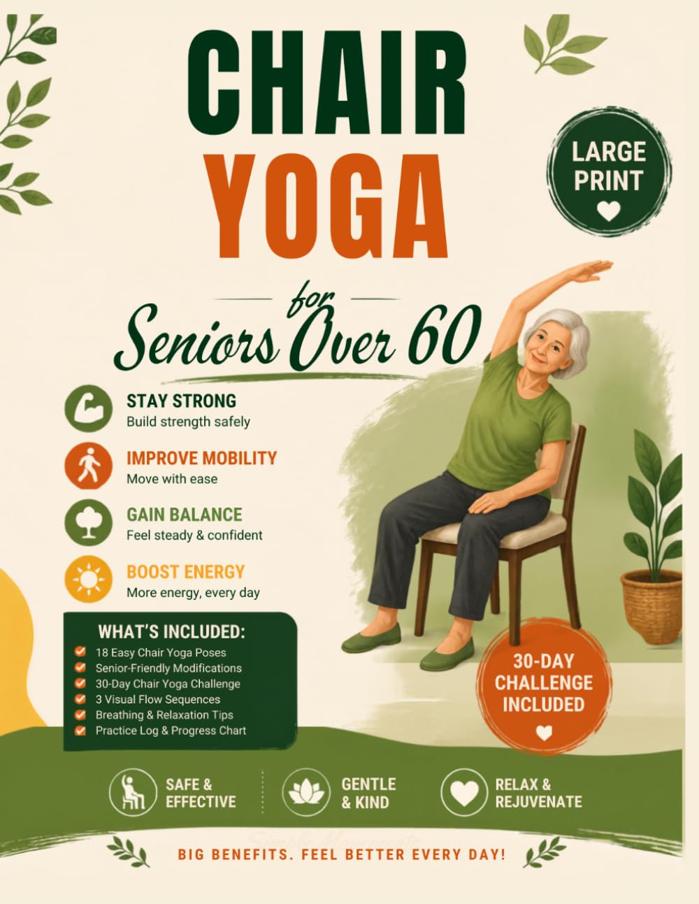 Chair Yoga for Seniors Over 60: Seated Exercise, Senior Wellness, Flexibility & Balance, A4 Size Easy to Follow Chair Yoga Routine for Older Adults