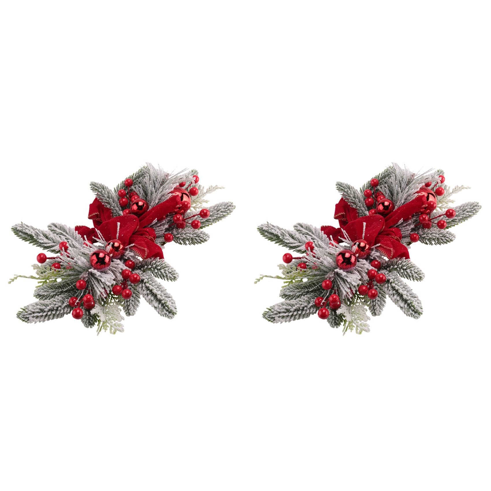 Guirlande de Noël pour escalier intérieur et extérieur avec décorations rouges, lot de 2