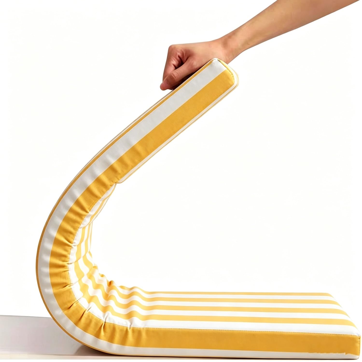 PLCIVSA Bench Cushion Outdoor, Garden Bench Cushion with Waterproof Polyester Cover,50D Foam,Non-Slip Base, 2 Ties,Removable Zip Cover for Patio,Bay Window,Garden Swing(Yellow,180x50cm/71x20in)