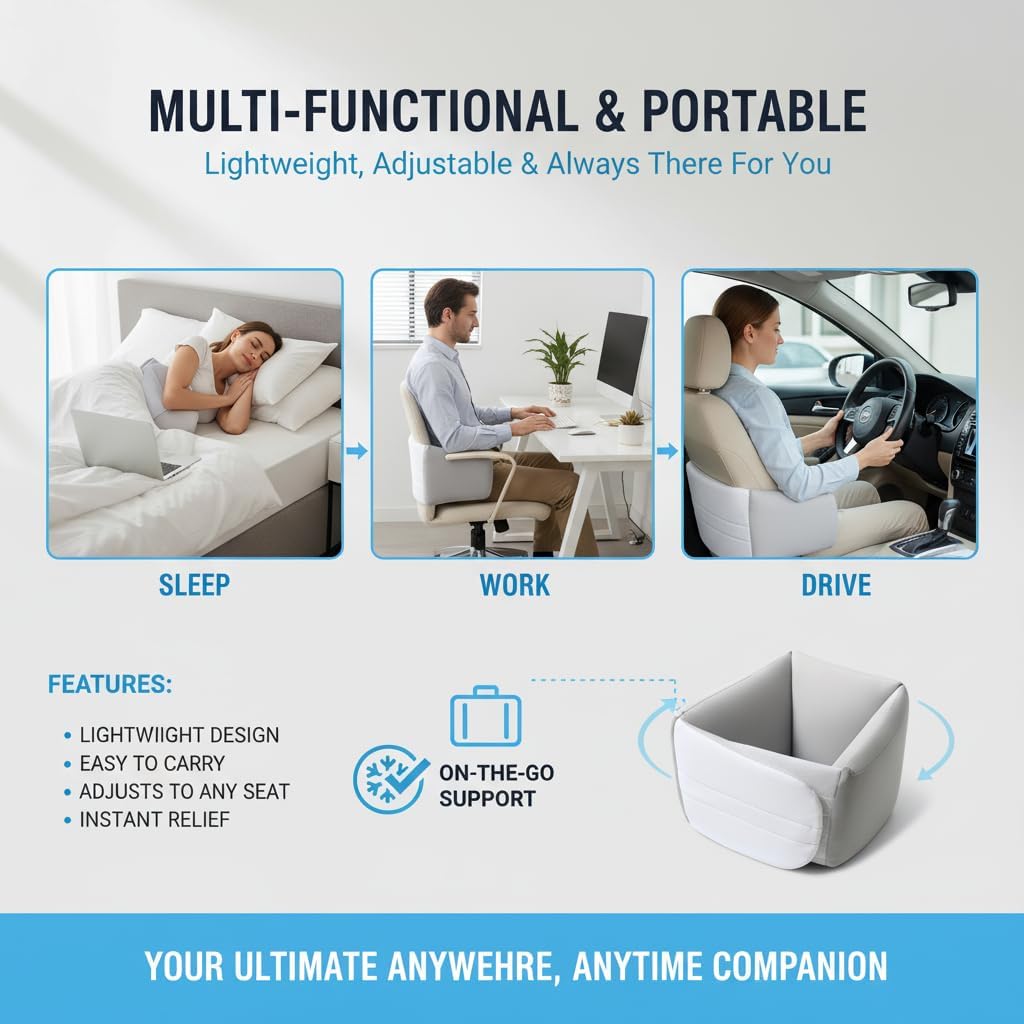 Support Pillow, Lumbar Support Pillow for Sleeping & Driving & Office Use, 360° Adjustable Wrap Around, Breathable Silk Cotton Lumbar Cushion, Relief Lower Back Nervous (1PC)