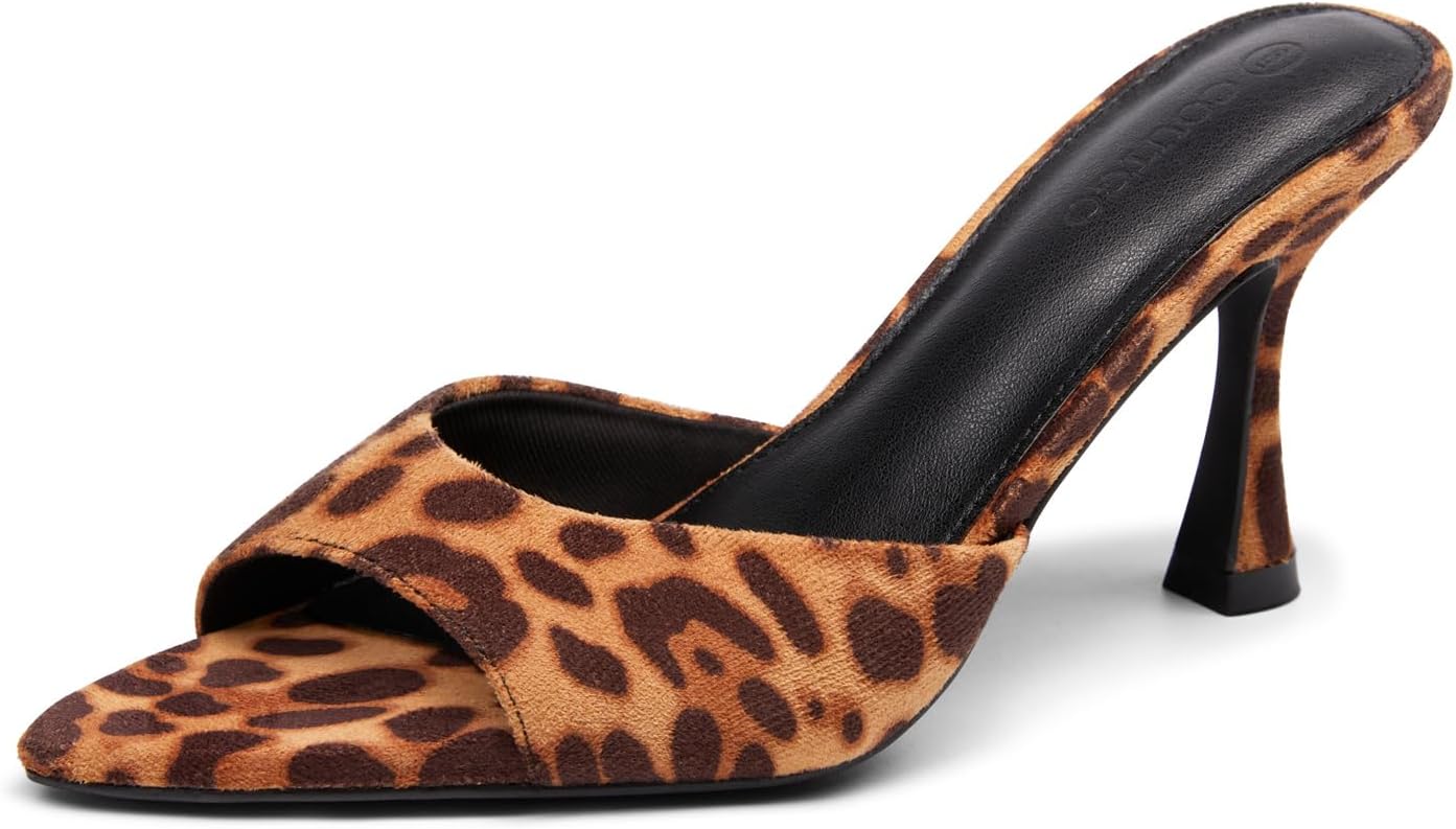  Womens Kitten Heel Sandals Heeled Mules Pointed Open Toe High Heels thumbnail