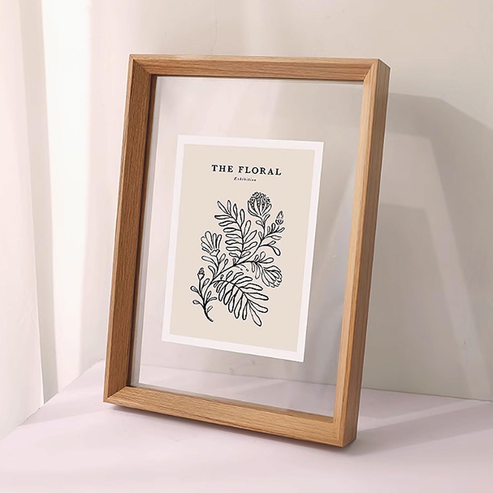Doppelseitiger Bilderrahmen aus Acryl Glas,Schwebender Rahmen Doppelseitiger,Transparenter Fotorahmen Aus Holz,Pflanze Probe-Rahmen,Glatte Kanten,FüR Fotos,PräParate,Scherenschnitte