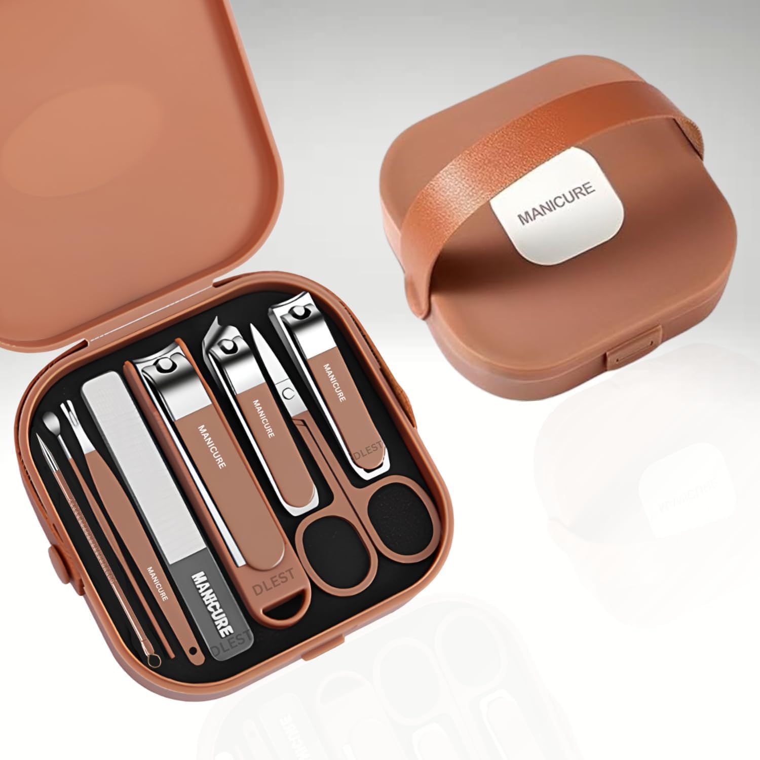Nail Clippers Set 8 Pieces Stainless Steel Professional Grooming Kits, Fingernail and Toenail Clipper Cutters with Luxurious Travel Case Nail Care Tools Manicure Pedicure Kit-image-34