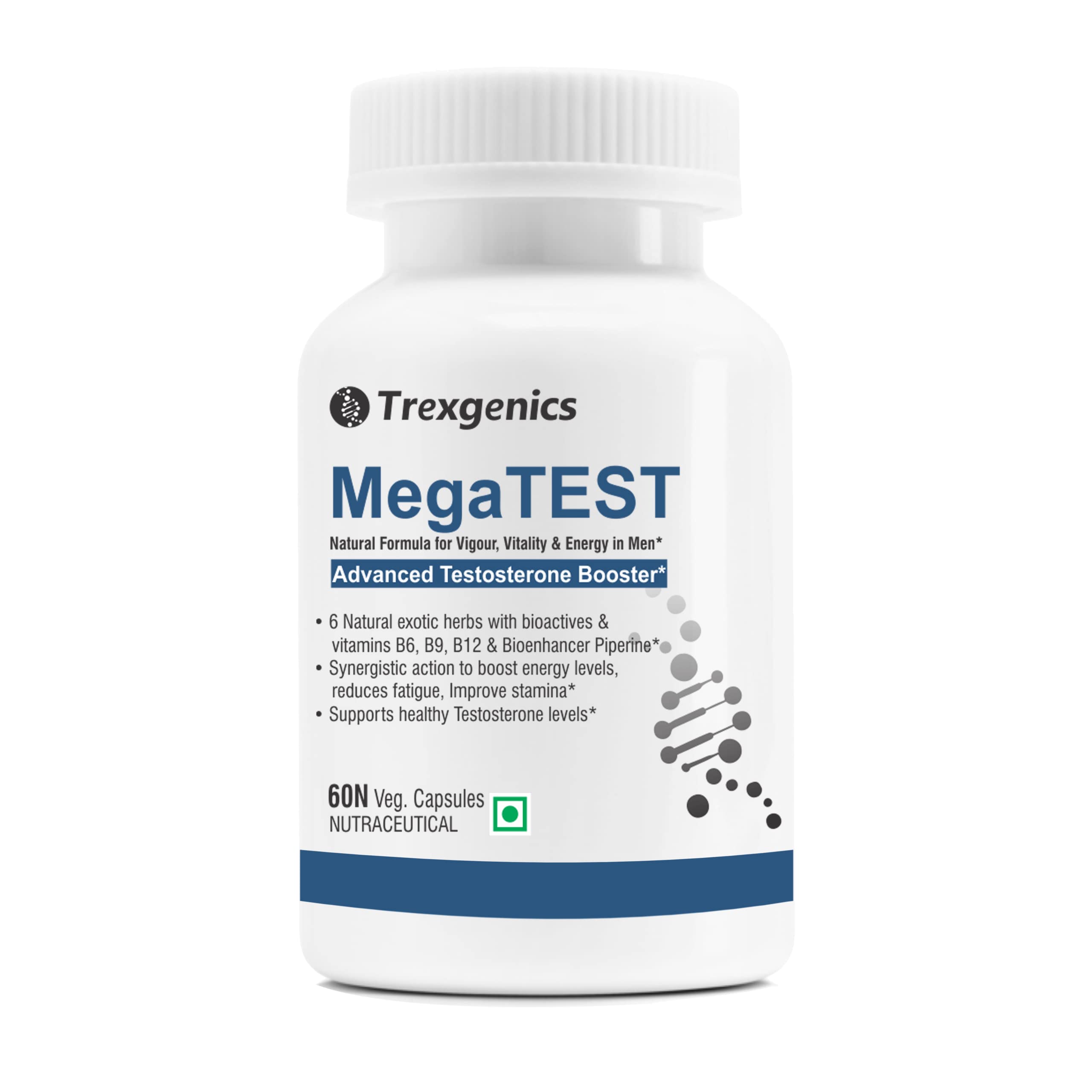 Trexgenics® MegaTEST Advanced Natural Testosterone Booster High Absorption formula (60 Vcaps)