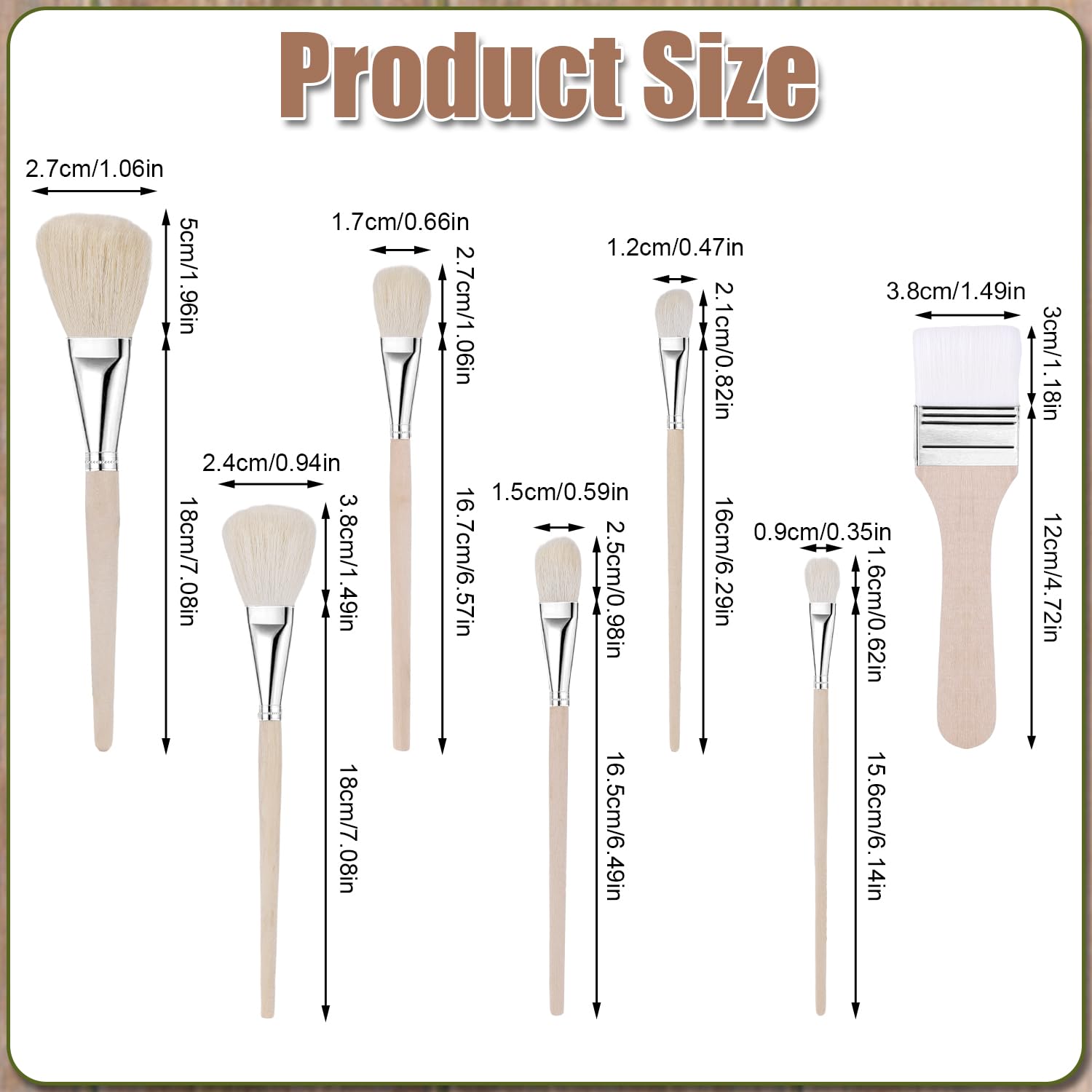 7 Teiliges Vergoldungspinsel Set, Mopppinsel in Verschiedenen Größen zum Malen Vielseitige Ziegenhaarpinsel Malpinsel zum Basteln Acrylmalerei Blattgoldflocken Blätter