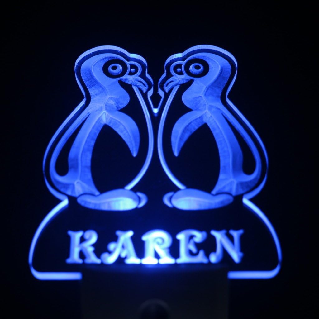 ADVPRO ws1025-tm Penguins Personalized Night Light Baby Kids Name Day/Night Sensor LED Sign