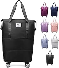 Sunparsy 40L-80L Adjustable Spinner Carry-On Luggage, Water Repellent, Cabin Approved, Black