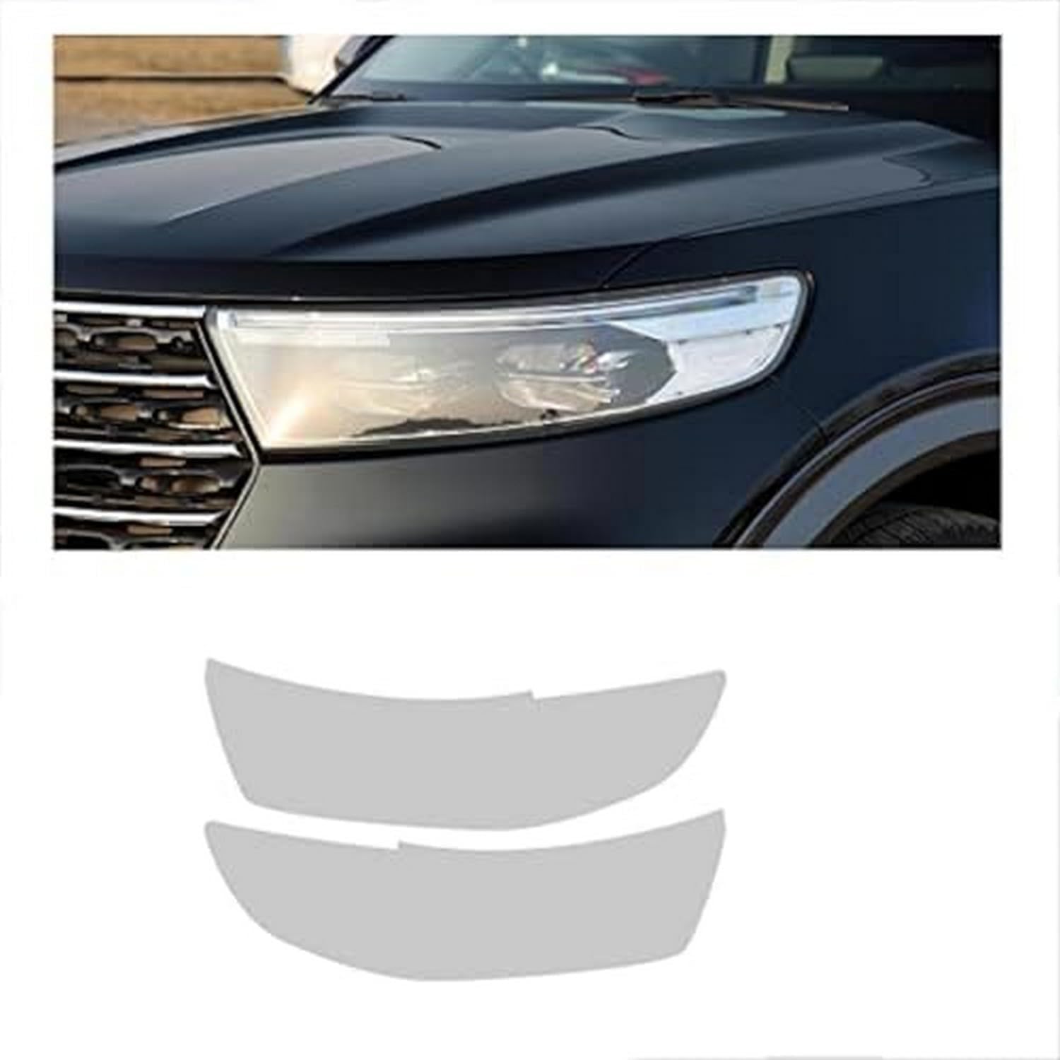 SamLng Car Front Light Film for Explorer 2020 2021 Car Headlight Protective Film Front Light Transparent Blackened TPU Sticker Car Headlight Protective Film