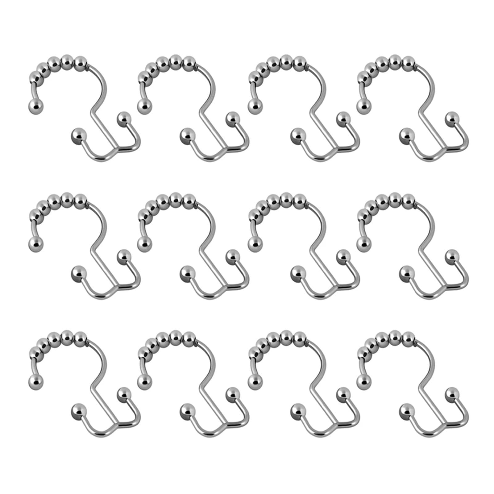Curtain Hooks 12pcs Double Sided Shower Glides Rollers Multipurpose Rings(Rose Gold)