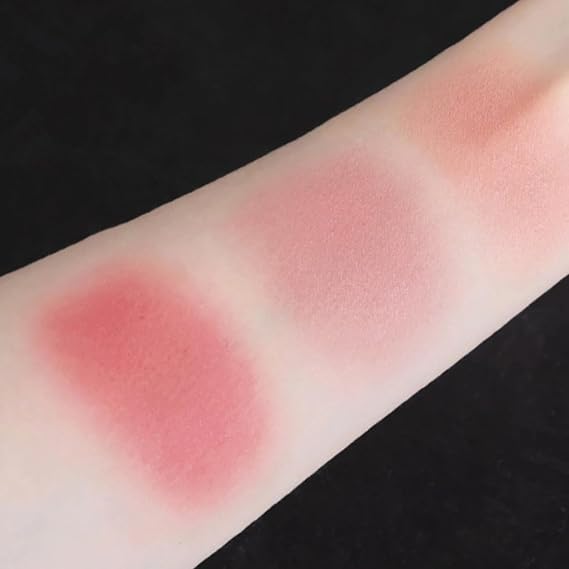 Blushers for Cheeks Make Up, 3 Colors Pink Blusher Palette, Red Peach Powder Blush, Matte Natural Long Lasting Blendable Smooth Powder Blusher Face Makeup Gift for Women Girls