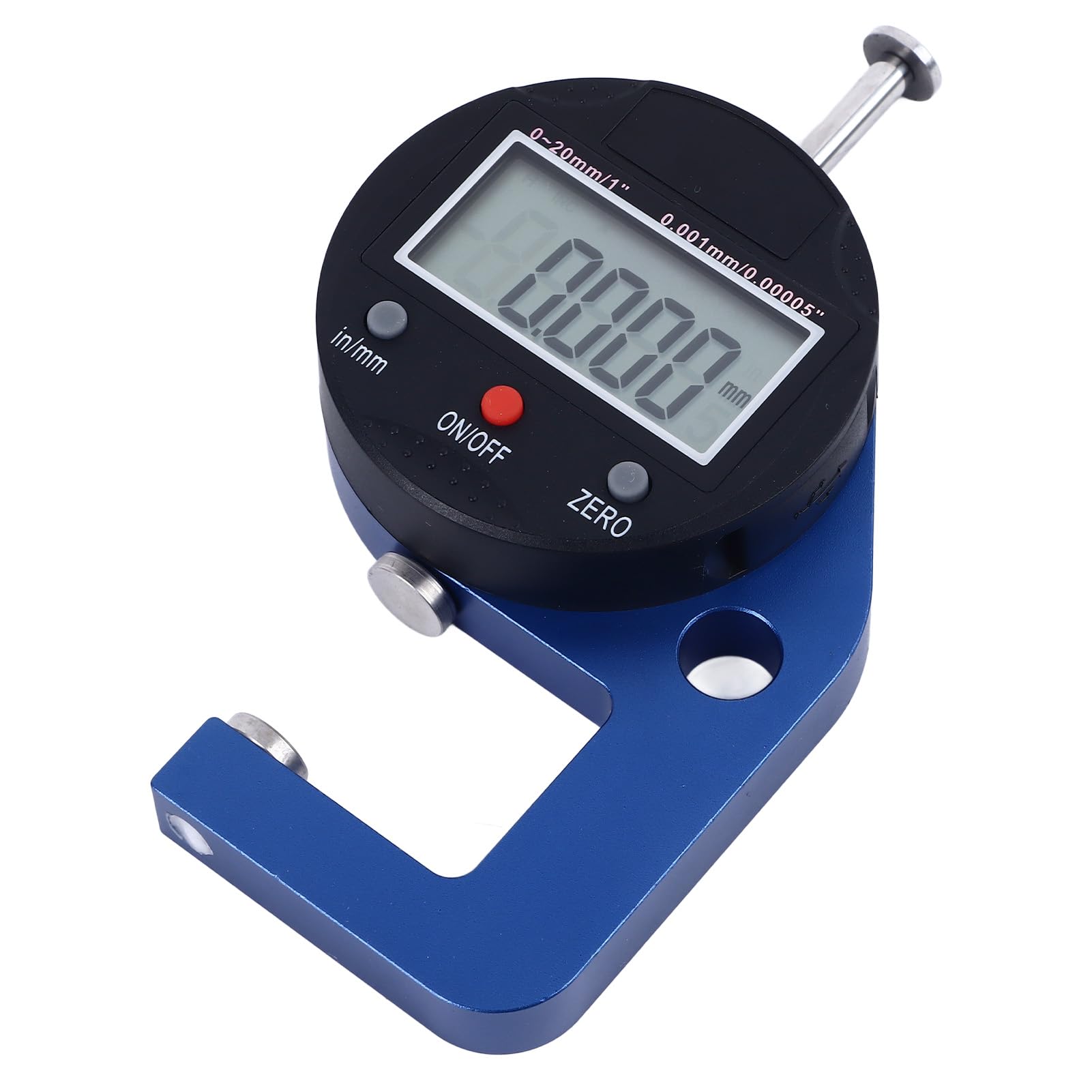 Medidor de espesor digital de 0 a 20 mm, herramienta de medición de alta precisión con resolución de 0,001 mm, medidor de espesor de aleación de aluminio para procesamiento
