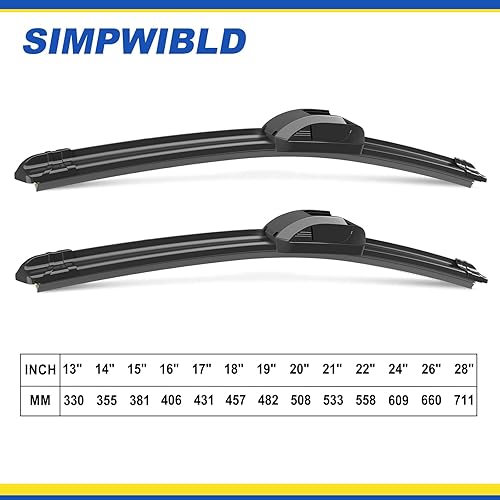 Miniatura 8 de Juego de 2 escobillas de limpiaparabrisas de repuesto, equipo original, 24 + 18 pulgadas, gancho en UJ
