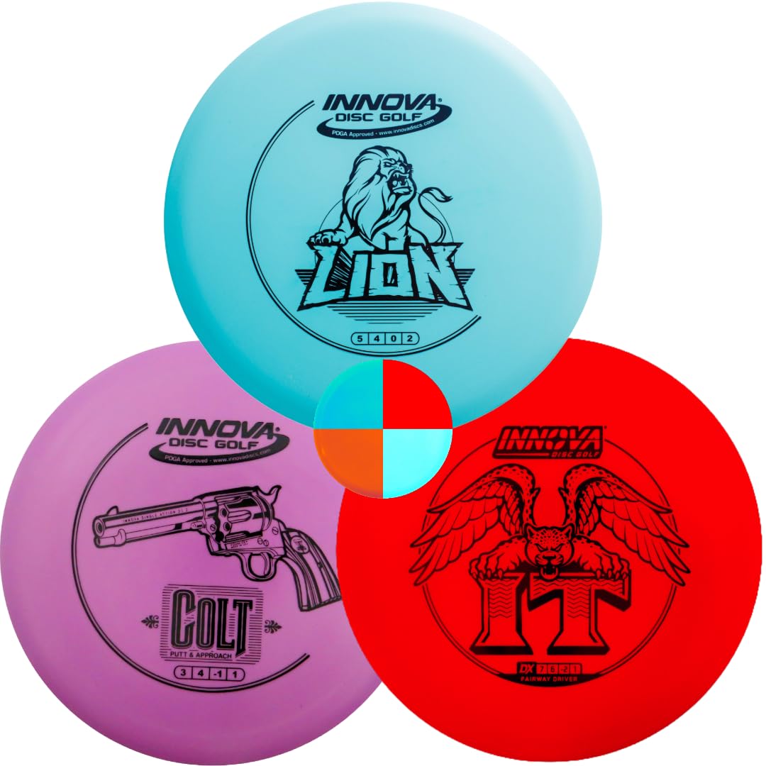 Innova Discs Golf DX 3 Disc Set | Driver, Midrange, Putter | It, Lion, Colt + G3T Blank top mini