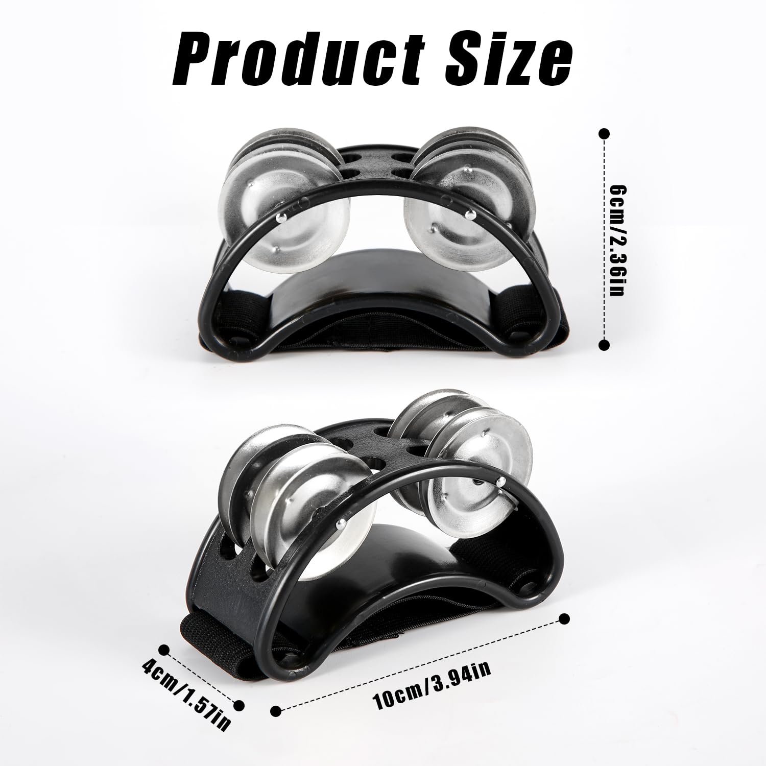 2pcs Tambourin à Pied, Guiro Shaker Pédale de Percussion Foot Tambourine avec Clochettes en Acier Instrument de Musique pour Concerts Fêtes Jeu de Batterie et de Guitare (Argent)