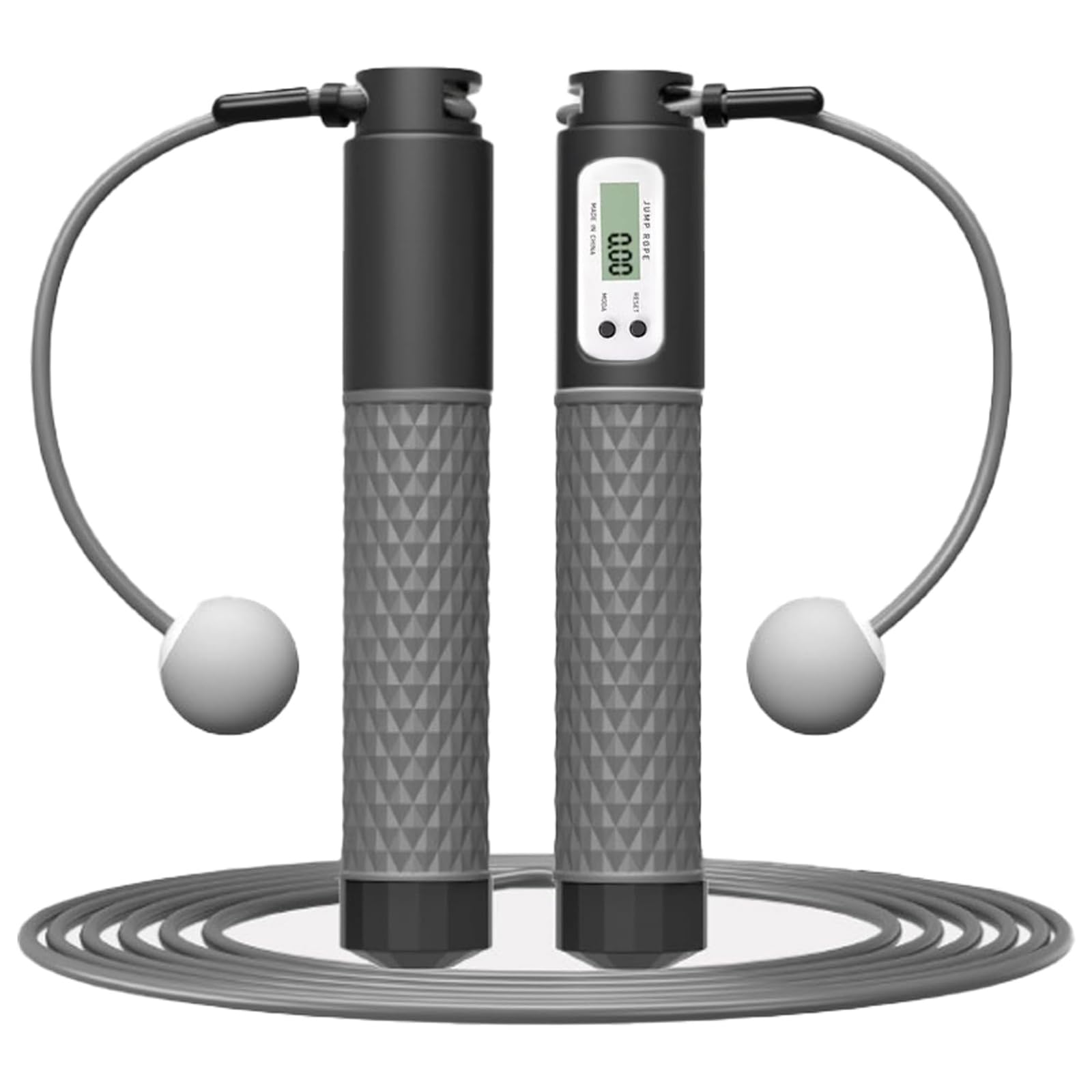 Senshuomy Skipping Rope with Counter,Digital Speed Jump Rope,LCD Display, 3 Display Modes,For Kids Adults Fitness, Adjustable Rope, Weighted & Non-slip Handle for Fitness(Grey) — image 1