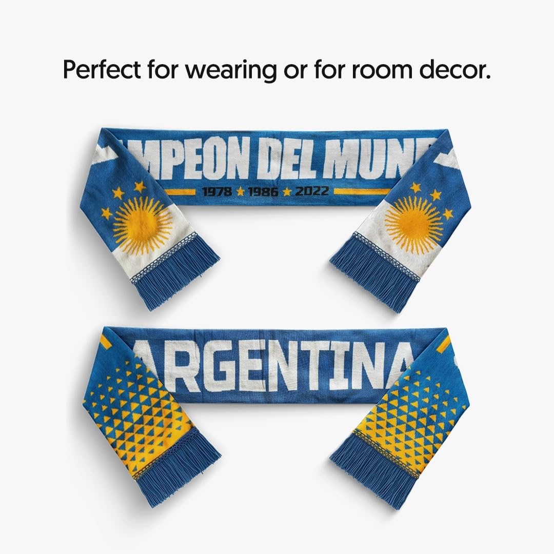 TACKLE FROM BEHIND Argentina Knitted Football Scarf, 100% Wool, 48" x 7", Soft and Warm, Gift for Football Fans 1