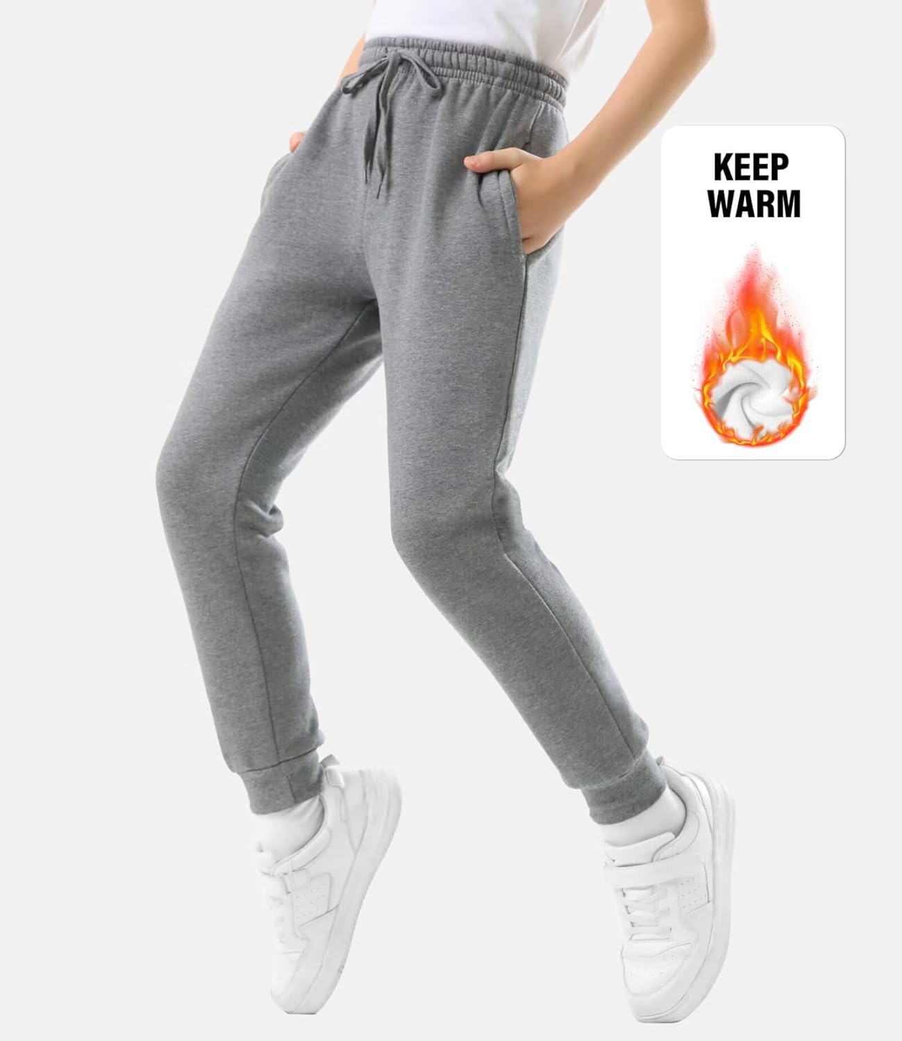 Rolimaka 4 Pcs Boys Sweatpants Soft Fleece Lined Youth Basic Athletic Jogger Pants with Pockets Trousers for Boys