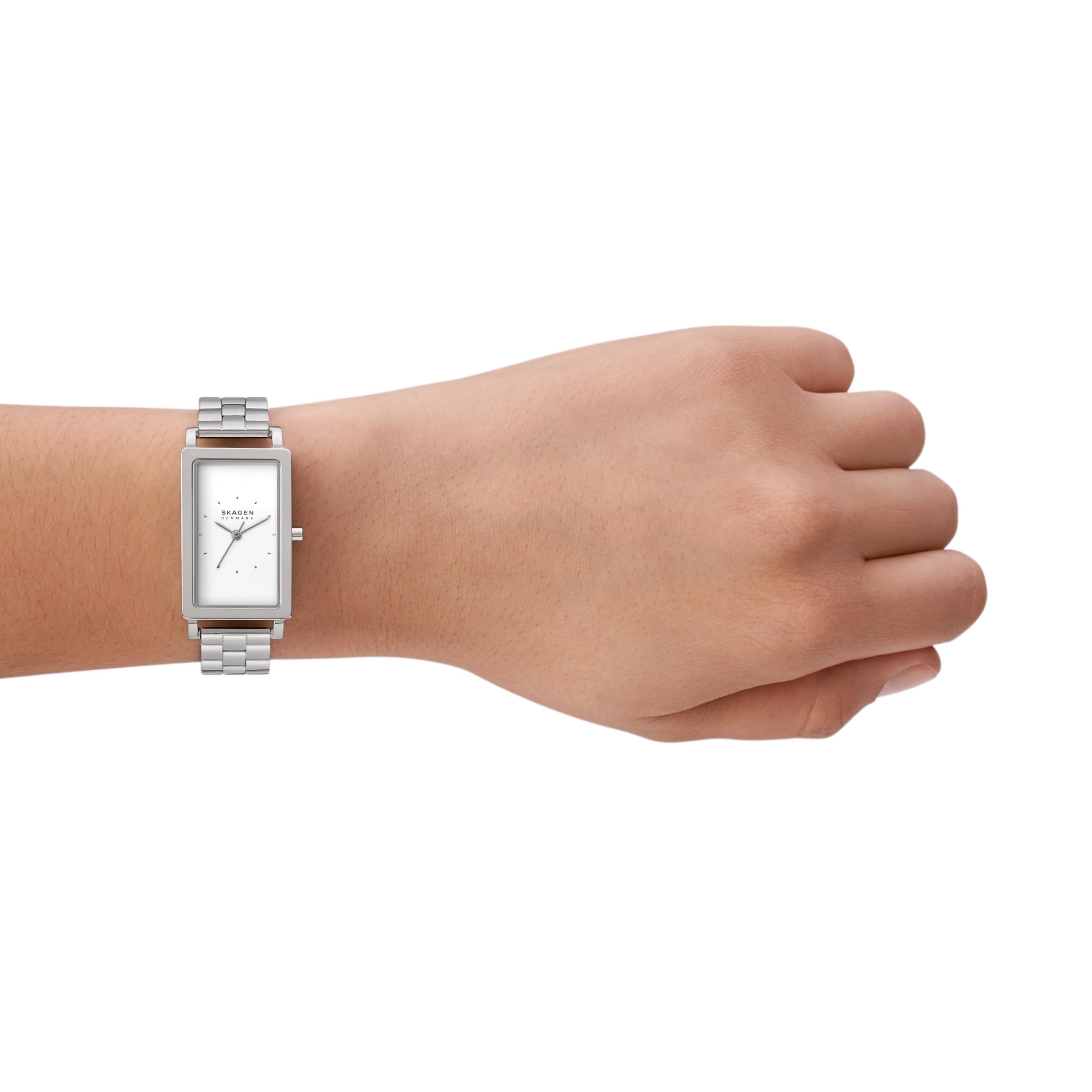 【moka】SKAGEN HAGEN RECTANGULAR Hagen Lille Three-Hand Brown Leather Rectangular Watch SKW3097