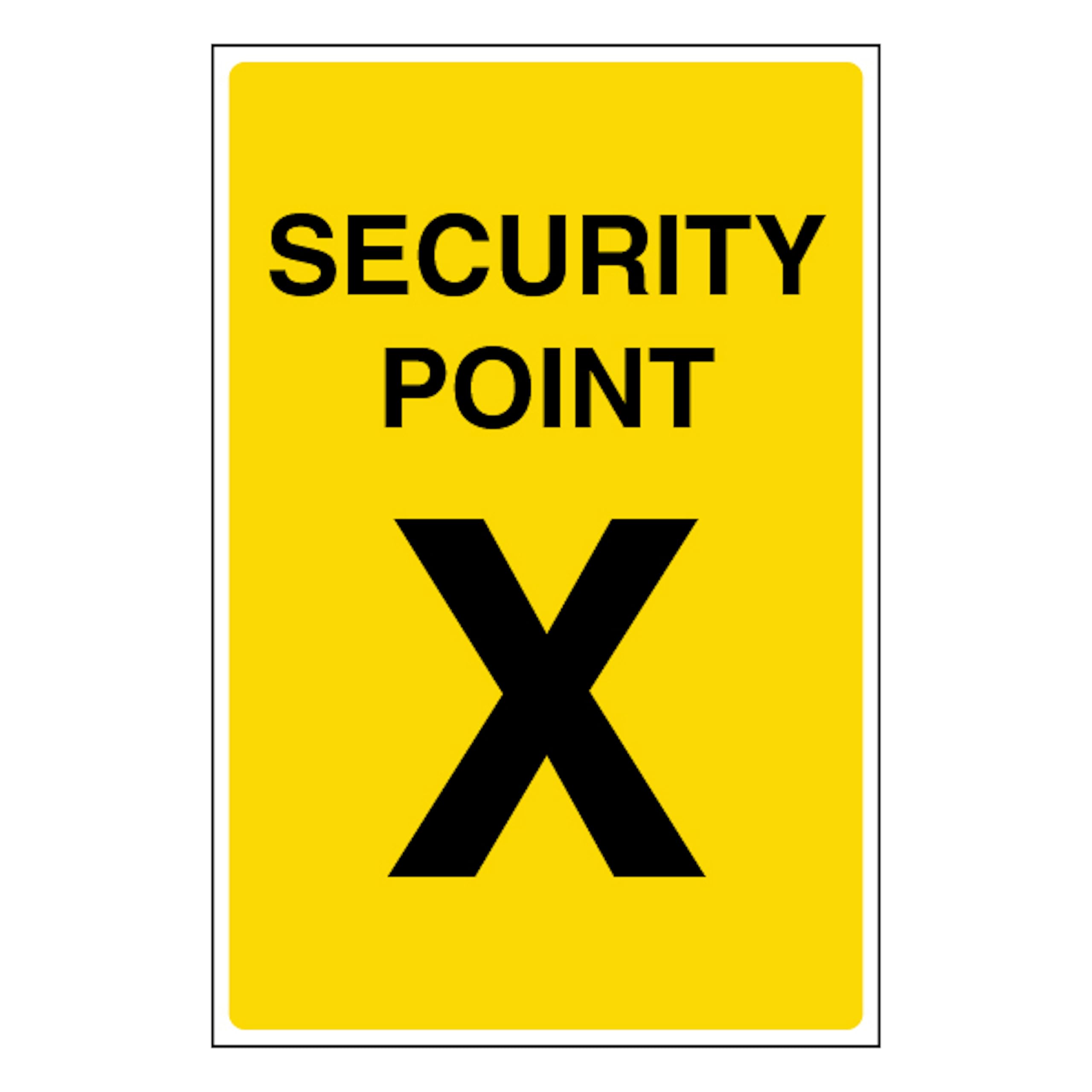 V Safety Security Point X 200 x 300mm - 1mm Rigid Plastic