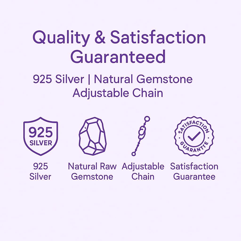 Raw Birthstone Crystal Necklace for Women, Hypoallergenic 925 Sterling Silver Pendant, Adjustable 16+2" Silver Chain, Light Natural Gemstone Jewelry for Everyday Wear & Gift for her & him