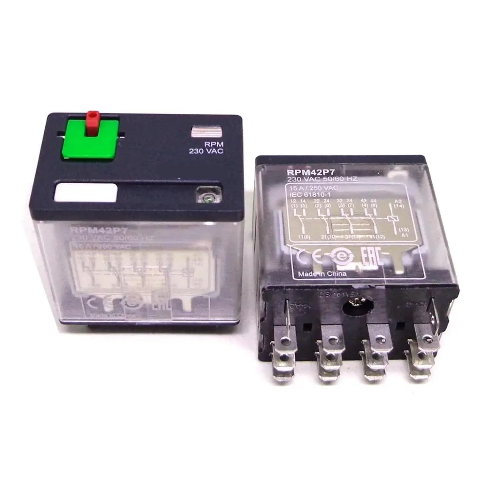 Nacodlul One Color Relay 5Pcs Rpm42bd Rpm42p7 Rpzf4 4Co 15A Relay+Ltb+Led 24Vdc 230Vac Relay