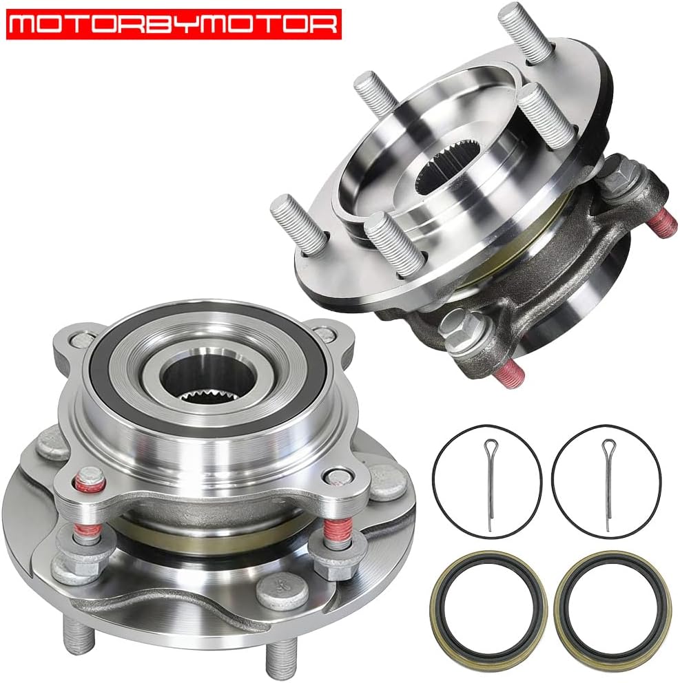 MotorbyMotor 950-002 Front Wheel Bearing Hub Assembly 4WD with 5 Lugs Fits for 2008-2018 Toyota Sequoia, 2005-2018 Toyota Tundra Wheel Hub Bearing Assembly (4x4)-2pc Set