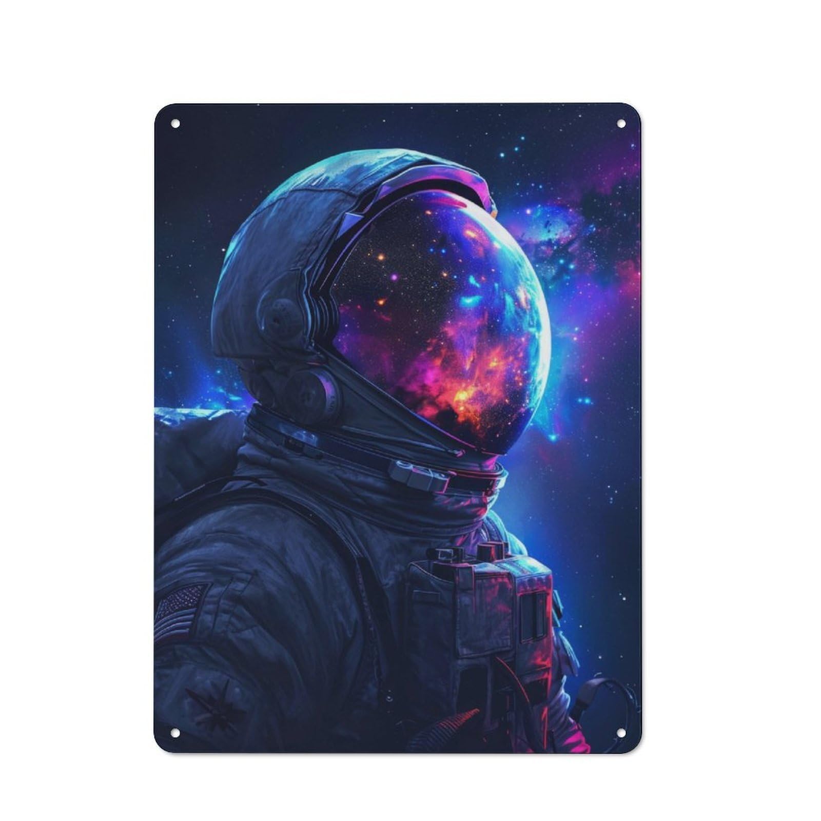 Junmoney Astronaut Helmet In Space Printed Metal Sign 40X30cm For Living Room Or Hallway, For Home Wall Decor Collectors