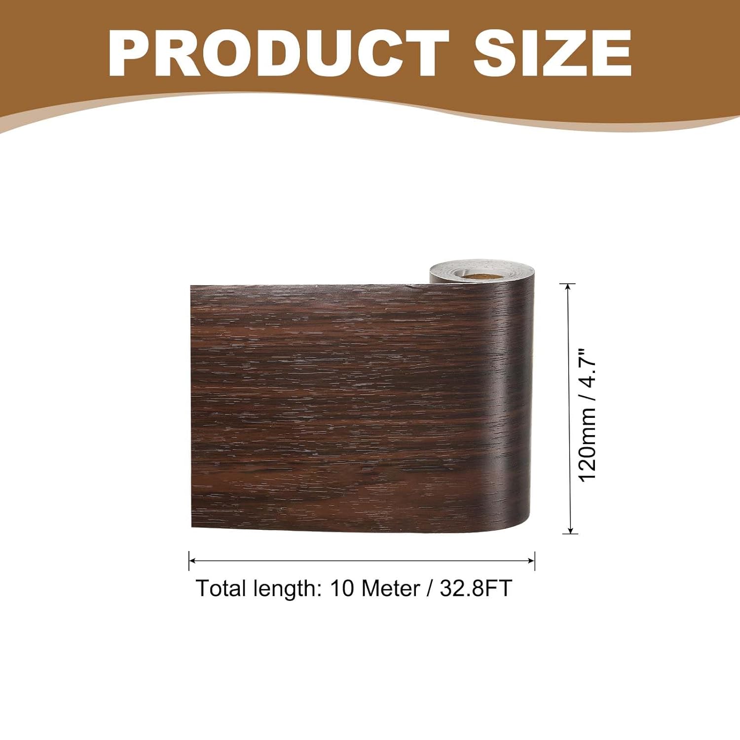 4.7 Inch x 66ft Wood Grain Repair Tape, Self Adhesive Realistic Textured Repair Tape Patch for Floor Door Table Cabinets Desk, Black Walnut