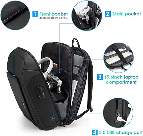 Miniatura 2 de BANGE Mochila inteligente para computadora portátil de negocios que puede contener una mochila de viaje para laptop de 15.6 pulgadas, bolsa de