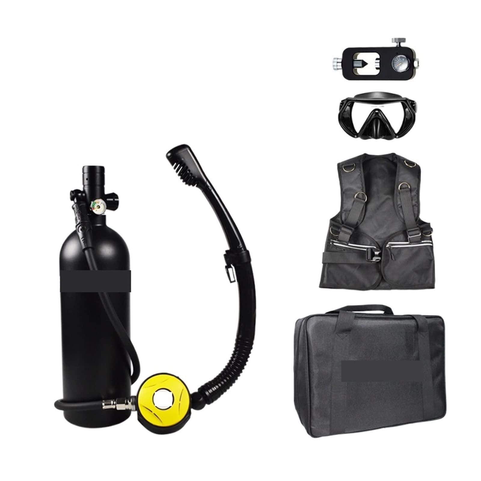 Portable Dive Cylinder, Diving Respirator 2000ML Snorkeling Oxygen Cylinder Portable Equipment(Nero)