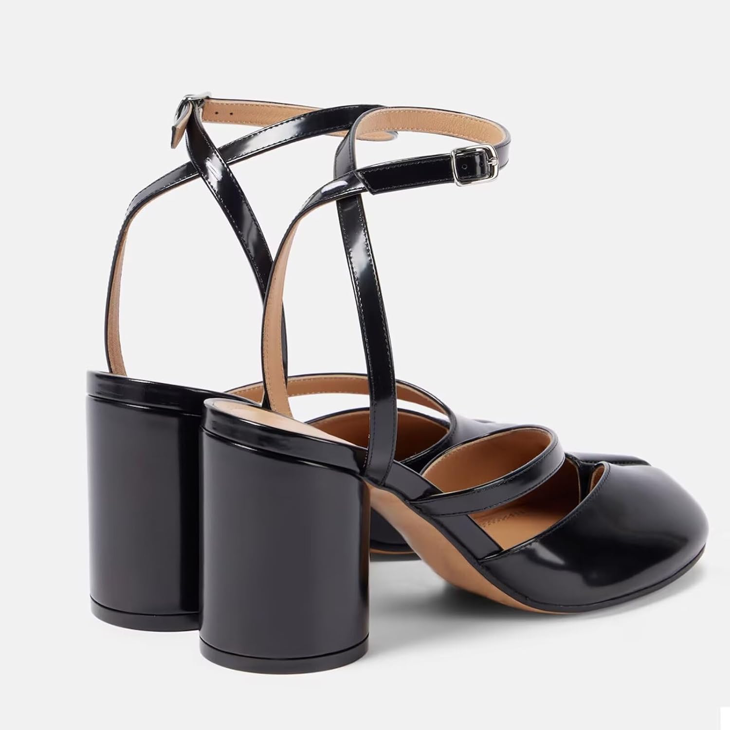 Agodor Women's Chunky Block High Heels Split Toe Pumps Ankle Strap Slingback Heels Tabi Shoes Comfort Dress Heeled Sandals Black US7 - Image 5