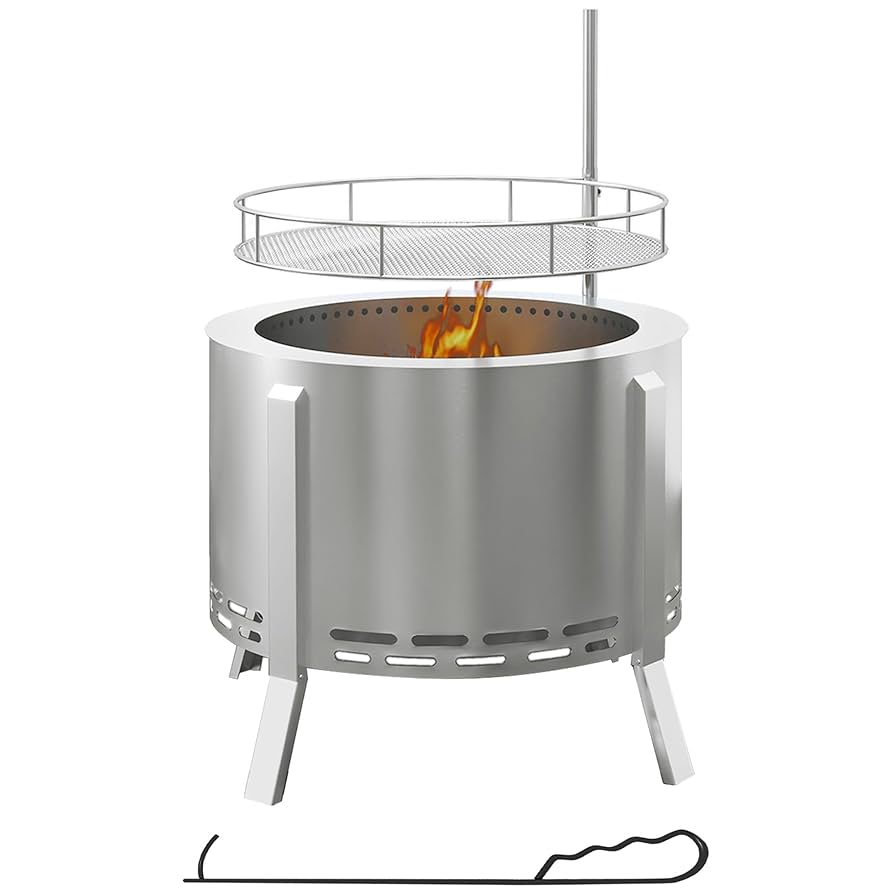 Amazon.com : Outsunny 2-in-1 Smokeless Fire Pit, BBQ Grill