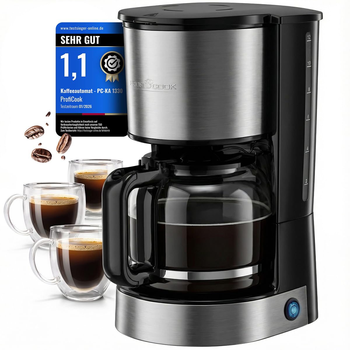 ProfiCook PC KA 1330, cafetière filtre, 1,5 L, maintien au chaud, anti-goutte