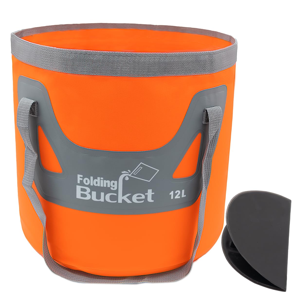 Qualore Camping Collapsible Bucket, 12L Handy Folding Water Container Portable Foldable Water Carrier Storage for Travelling Plumbing Car Wash (Orange)