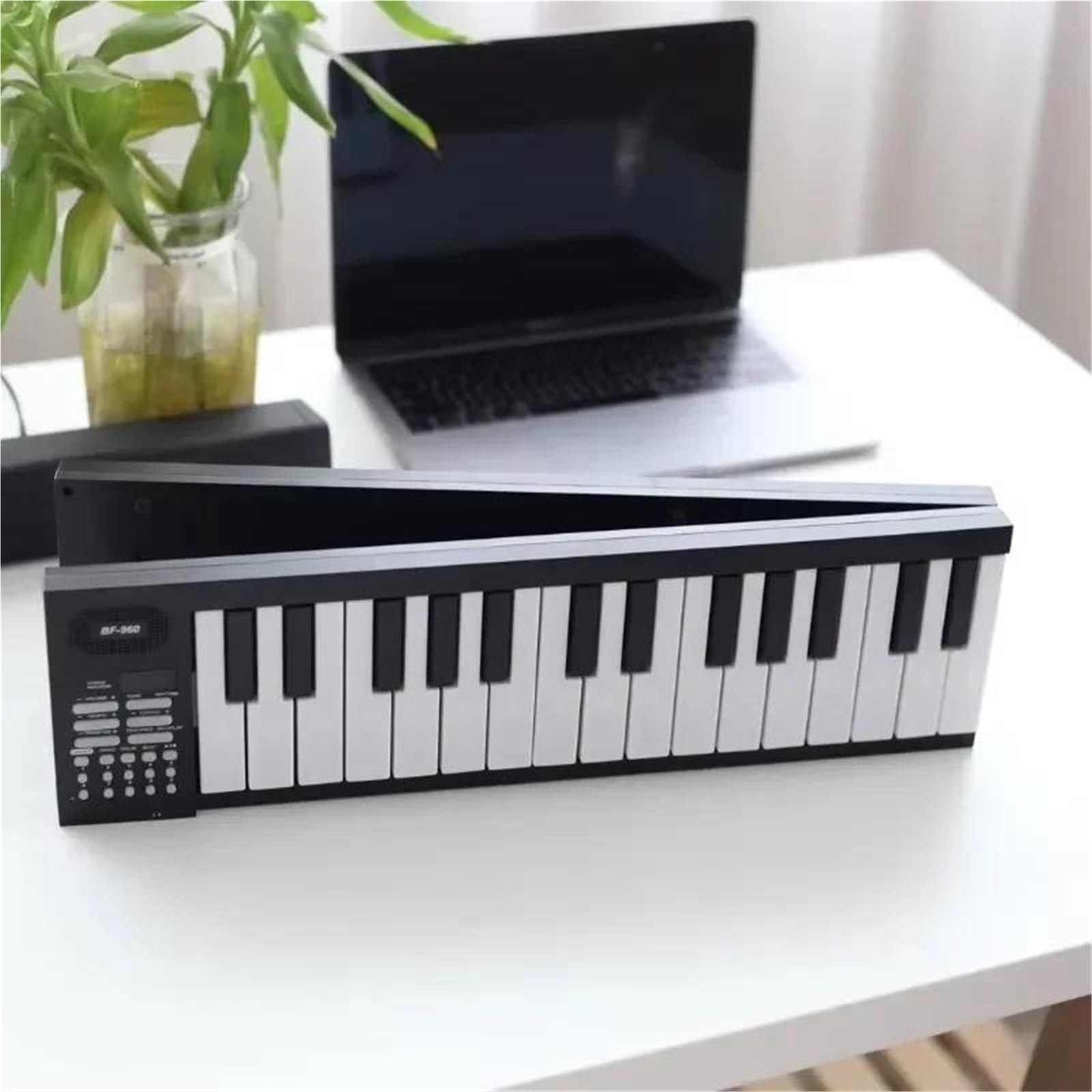 Pianino Elektroniczne Składane Pianino Elektryczne 61 Klawiszy Przenośny Syntezator Profesjonalna Klawiatura(Black)