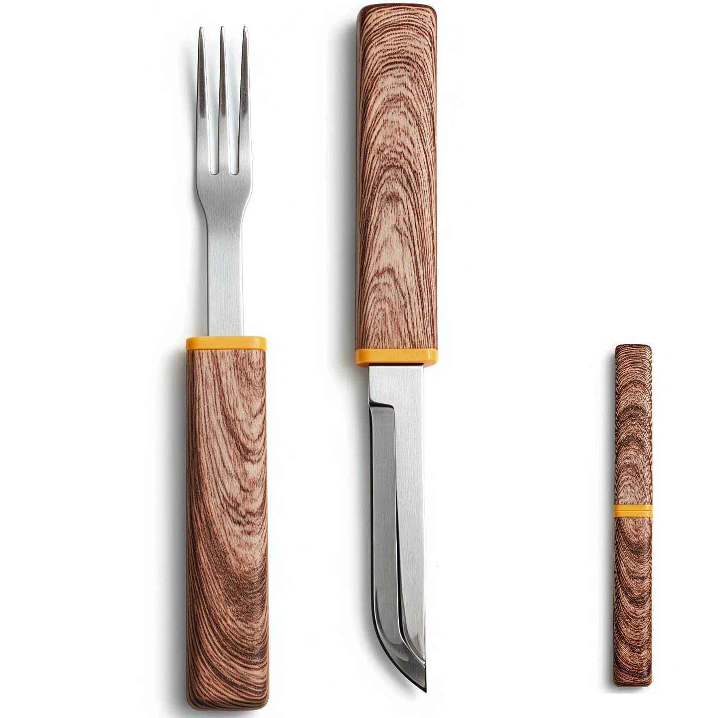 OESENX Travel Cutlery Set with Case, Detachable 2-in-1 Knife & Fork, Stainless Steel Portable Utensils for Lunch Box, Plastic Handle, Compact & Dishwasher Safe (1 Set)
