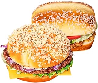 NOLITOY 2pcs Artificial Hamburger, Fake Bread Model for Home Kitchen Shop Display Photography Props Baking